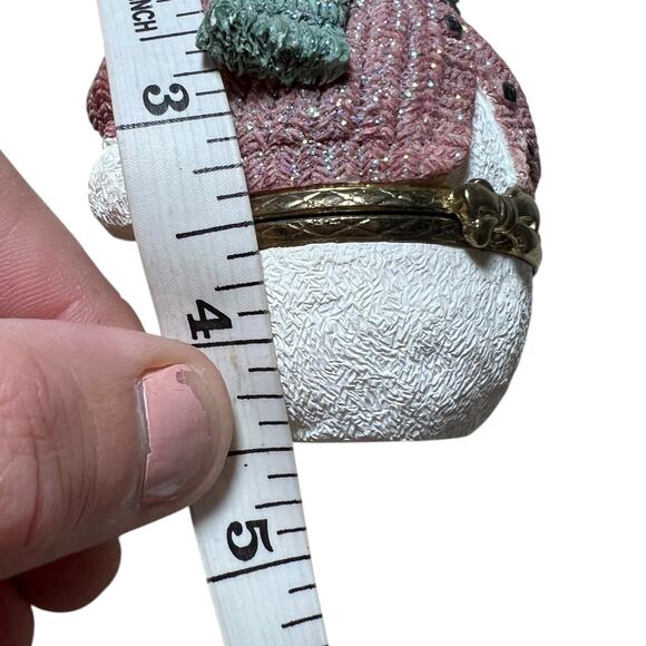 Glitter Snowman Trinket Box Hinged Holiday Decor Storage 3.5x3 - Picture 10 of 11